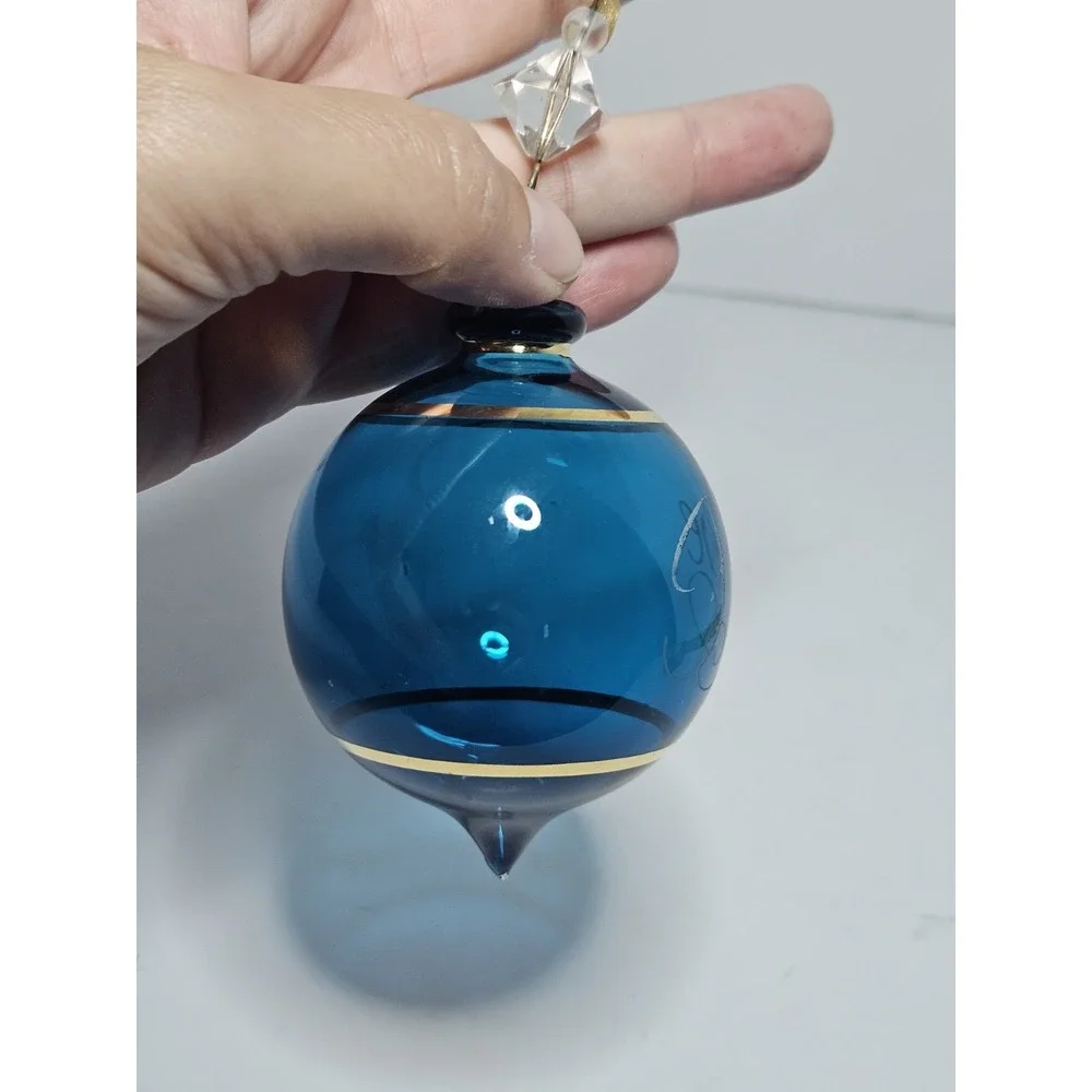 Hallmark Keepsake Ornament Perfect Harmony HOPE Blue Etched Blown Glass 2002